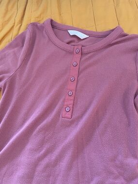 LC Lauren Conrad Sage Ribbed Henley Tank